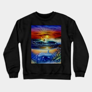 Surfer and dolphin Crewneck Sweatshirt